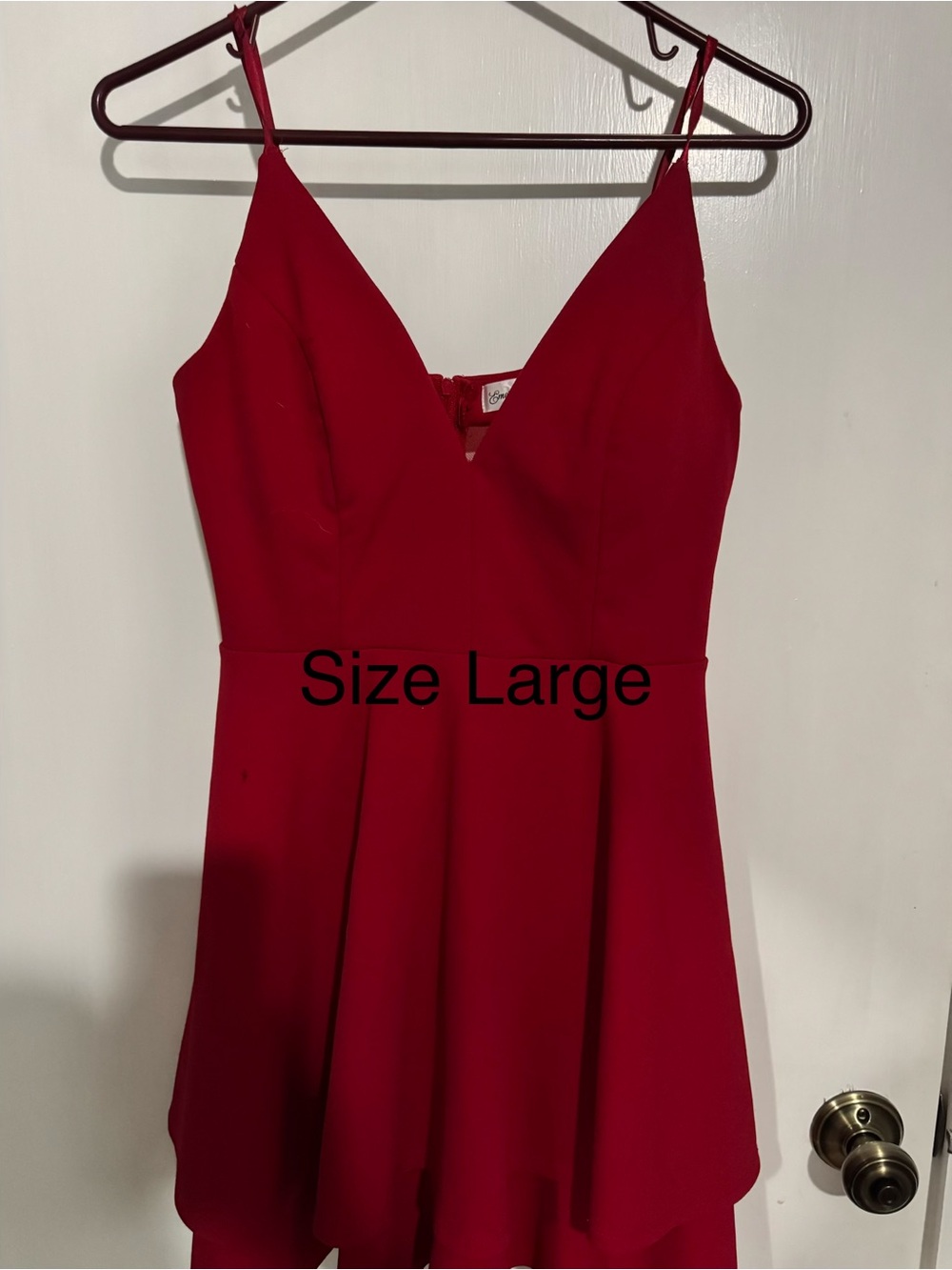 Emerald Sundae Red V-Neck Spaghetti Strap Mini Dress